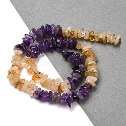 天然シトリン＆アメジストビーズ連売り  チップ  4~17x4~10x1~8mm  穴：0.8~1mm  約15.35~16.14インチ（39~41cm）&nbsp;G-L610-A06-A01