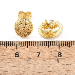 真鍮製オーバルスタッドピアス  長持ちするプレート  ラックめっき  鉛フリー＆カドミウムフリー  18KGP本金メッキ  12x9mm&nbsp;EJEW-F400-24B-G