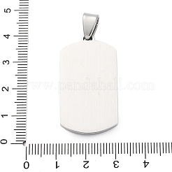 304ステンレスペンダント  長方形チャーム  ステンレス鋼色  37x20x3.5mm  穴：7x4.5mm&nbsp;STAS-U043-10P