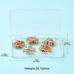 5個5スタイルの金メッキ真鍮ボックス留め金  マルチ連クラスプ  ガラスと  カエデの葉  ミックスカラー  18.5~22x17x8mm  穴：1.2~1.4mm  1個/スタイル&nbsp;KK-CJ0002-22