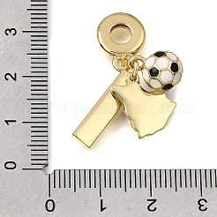サッカーをテーマにした真鍮とエナメル製のヨーロピアン風ぶら下がりチャーム  大穴ペンダント  ホンジュラスと地図  ラックめっき  長持ちメッキ  カドミウムフリー＆鉛フリー  ゴールドカラー  ブルー  32mm  穴：4.5mm&nbsp;KK-CBA8E93-01F