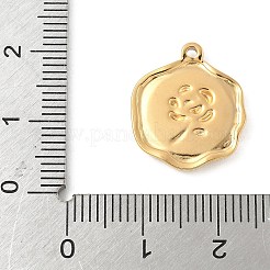 304ステンレスペンダント  エナメル  フラワーチャーム付きフラットラウンド  18KGP本金メッキ  ホワイト  18x16x2mm  穴：1.2mm&nbsp;STAS-F319-10G-03