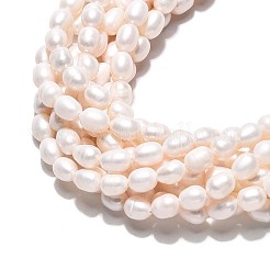 天然養殖淡水パールビーズ連売り  ライス  乳白色  5~9.5x5~7.5mm  穴：0.5mm  約47~49個/連  13.98~14.37インチ（35.5~36.5cm）&nbsp;PEAR-N024-06