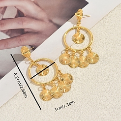 ヴィンテージ合金シャンデリアピアス  フラットラウンド  ゴールドカラー  68x30mm&nbsp;RT8685