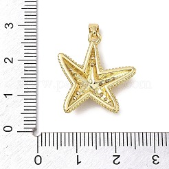 真鍮エナメルと透明なキュービックジルコニアのペンダント  ヒトデのチャーム  ゴールドカラー  22.5x20.5x4.5mm  穴：4.5x2.5mm&nbsp;KK-G603-01G-03