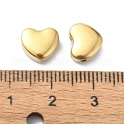 イオンプレーティング（IP）304ステンレスビーズ  ハート  18KGP本金メッキ  8x9x4.5mm  穴：1.4mm&nbsp;X-STAS-C089-03A-G