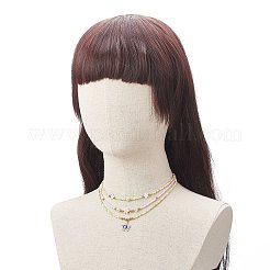 3 個 3 スタイルシェルパール & ポリマークレイフラワー & ガラスシードビーズネックレスセット  合金エナメルナザールボンジュウチャーム女性のための積み重ね可能なネックレス  ミックスカラー  14.61~17.17インチ（37.1~43.6cm）  1個/スタイル&nbsp;NJEW-JN04125