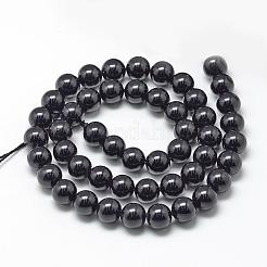 天然石ブラックトルマリンビーズ連売り  ラウンド  10mm  穴：1mm  約40個/連  15.7インチ&nbsp;G-R446-10mm-19