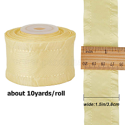 フリル付きポリエステルリボン  衣服の装飾  きいろ  1-1/2インチ（38mm）  約10ヤード/ロール&nbsp;OCOR-WH0047-79