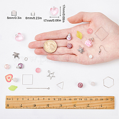 キットを作るDIYイヤリング  真鍮のリンクリングとピアスフックが含まれます  合金エナメル & アクリル & ガラス & 樹脂ペンダント  石英ビーズ&nbsp;DIY-SC0013-06