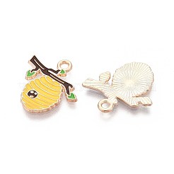 合金エナメルチャーム  ゴールドカラー  ゴールド  ハニカム  18.5x18x1mm  穴：1.8mm&nbsp;ENAM-T022-61A