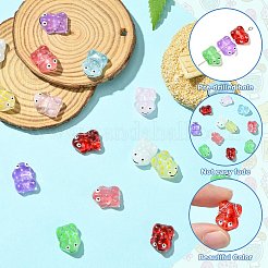 8色の透明ガラスエナメルビーズ16個  手描きのビーズ  カエル  ミックスカラー  15x11x6.5mm  穴：1mm  2個/カラー&nbsp;GLAA-CJ0002-66