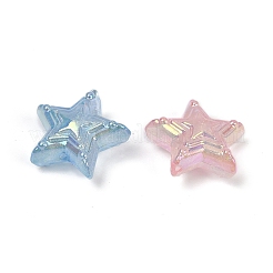 UVメッキ透明アクリルビーズ  虹色の  スター  金粉付き  ミックスカラー  20.5x22x10.5mm  穴：2mm&nbsp;MACR-L007-16
