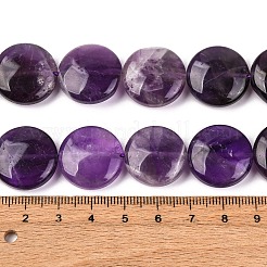 天然のアメジストフラットラウンドビーズ連売り  20x7~9mm  穴：1mm  約20個/連  15.7インチ&nbsp;G-L246-23