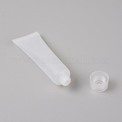 15mlの柔らかいプラスチック製のトラベルチューブ  空の詰め替え可能なスクイズボトル容器  スクリューキャップ付き  ホワイト  1.9x8.4cm  容量：15ml（0.51fl.oz）&nbsp;MRMJ-WH0073-46