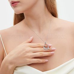 母の日ハートと象3匹の304ステンレススチールマイクロパヴェクリアキュービックジルコニアペンダントネックレス（女性用）  変色しない  ステンレス鋼色  15.75インチ（40cm）&nbsp;FS-WGA5B1D-02