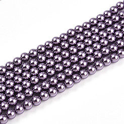 ベーキングペイントパール化ガラスパールビーズ連売り  ラウンド  紫色のメディア  3mm  穴：0.6mm  約135~136個/連  15.75~16.14インチ（40~41cm）&nbsp;HY-N002-3mm-A14