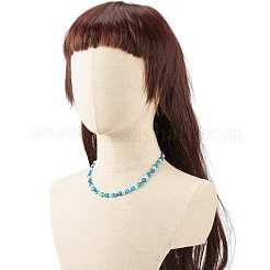ビーズのネックレス  ブレスレット＆アンクレットセット  ランプワーク＆アクリル＆ABSプラスチックビーズ付き  304ステンレス鋼と真鍮の金具  目  ディープスカイブルー  185~453mm  3個/セット&nbsp;SJEW-JS01225