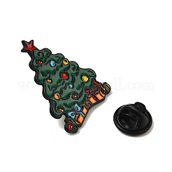 クリスマスエナメルピン  バックパック用合金ラペルピンバック  ブラック  クリスマスツリー  30x22mm&nbsp;LS-JEWB-I043-01EB-06