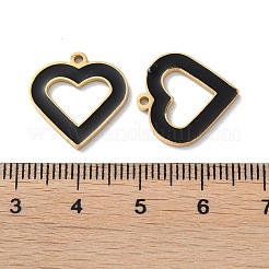 イオンプレーティング（IP）304ステンレスペンダント  エナメル  ハートチャーム  ゴールドカラー  17x16x1.5mm  穴：1.4mm&nbsp;STAS-C083-04G-01