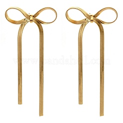 女性用蝶結び 304 ステンレススチール スタッド イヤリング  ゴールドカラー  80x38mm&nbsp;EJEW-D104-04G