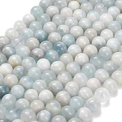 天然石アクアマリンビーズ連売り  スムーズなラウンド  10~10.5mm  穴：0.8mm  約38個/連  15.24''（38.7センチメートル）&nbsp;G-F826-B01-10mm