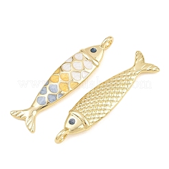 真鍮製エナメルペンダント  魚のチャーム  ラックめっき  長持ちメッキ  鉛フリー＆カドミウムフリー  ゴールドカラー  カラフル  48x12x6mm  穴：3.3mm&nbsp;KK-CBA3297-05C-G08