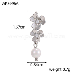 真鍮チャーム  丸い貝殻の真珠を使った花のチャーム  ホワイト  16x8mm  穴：2mm&nbsp;KK-OY011-84G