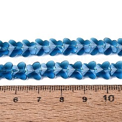 透明ガラスビーズ連売り  蝶  多面カット  スチールブルー  6x8x4~4.5mm  穴：0.9~1mm  約97~102個/連  22.64~24.61インチ（57.5~62.5cm）&nbsp;GLAA-Q118-01A-B01