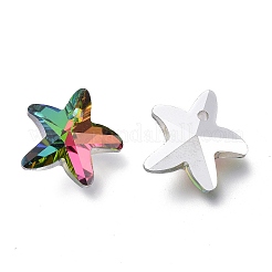 カット加工ガラスチャーム  ヒトデ  バックメッキ  カラフル  14x15x7mm  穴：1.4mm&nbsp;LS-GLAA-H101-A-11