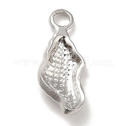 変色しない304ステンレススチールペンダント  巻貝チャーム  ステンレス鋼色  18x7.5x3.5mm  穴：2mm&nbsp;STAS-A066-03P