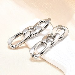 変色しない304ステンレススチールスタッドピアス  カーブチェーンドロップイヤリング  ステンレス鋼色  40x11.5mm&nbsp;X-EJEW-D095-23P