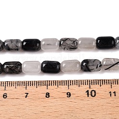 天然の黒トルマリン入りクォーツビーズ連売り  コラム  9~9.5x6mm  穴：0.9~1mm  約42~43個/連  15.24~15.8''（38.7~39.5センチメートル）&nbsp;G-G980-47