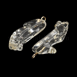 透明樹脂ラインストーンペンダント  かかとの高い靴  金色の鉄のループで  透明  27.5x8.5x11mm  穴：1.8mm&nbsp;RESI-Q021-01C