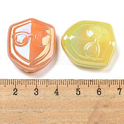 UVメッキ不透明アクリルビーズ  メガネ柄の盾  虹色の  ミックスカラー  27x24x10mm  穴：2.5mm&nbsp;OACR-G039-03