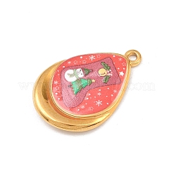 プリントされた304ステンレススチールペンダント  クリスマスチャーム  クリスマスソックス  28x19x3mm  穴：1.8mm&nbsp;LS-STAS-B116-01A-G03