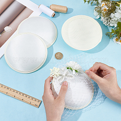 帽子用のポリエステル製のフラットラウンドいファシネーター帽子のベースが付いたサテン生地  ベージュ  125~135x27~31mm&nbsp;FIND-WH0173-320A