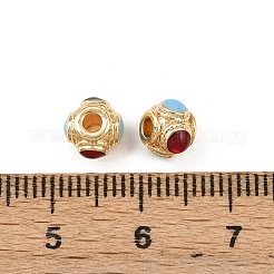 真鍮ビーズ  エナメル  ラウンド  18KGP本金メッキ  7x5.5mm  穴：1.5mm&nbsp;KK-H524-06G