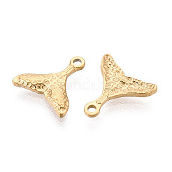 304ステンレススチール製マーメイドテールチャーム  イオンプレーティング（ip）  18KGP本金メッキ  11x10.8x1.5mm  穴：1mm&nbsp;X-STAS-T072-52G