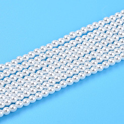 ベーキングペイントパール化ガラスパールビーズ連売り  ラウンド  乳白色  2mm  穴：0.6mm  約200~201個/連  15.75インチ（40cm）&nbsp;HY-N002-2mm-A12