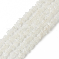 手作りミッレフィオーリガラスビーズ連売り  花  ホワイト  3.5~5.5x3.5~5.5x3mm  穴：1mm  約93個/連  14.76''（37.5センチメートル）&nbsp;LAMP-J035-4mm-77