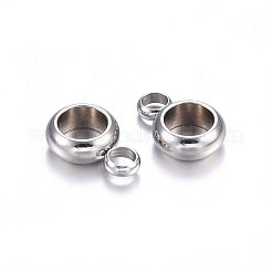 変色しにくい201ステンレススチールチューブベイル  ループベイル  リング  ステンレス鋼色  9x6x2.5mm  穴：2mm  内径：4mm&nbsp;STAS-O107-14P