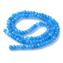 染め天然マレーシアジェイド翡翠ロンデルビーズ連売り  多面カット  ドジャーブルー  4x2~3mm  穴：1mm  約110~115個/連  14インチ&nbsp;X-G-E316-2x4mm-58