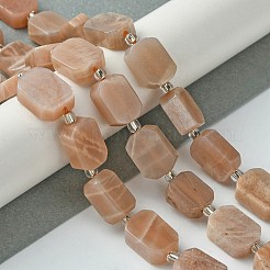 天然石サンストーンビーズ連売り  シードビーズで  長方形  11.5~12.5x7.5~10x5~6.5mm  穴：0.8~0.9mm  約13個/連  7.68~8.07インチ（19.5~20.5cm）&nbsp;G-C098-A12-01
