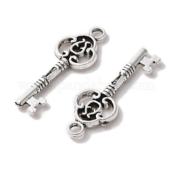 チベット風合金スケルトンキーペンダント  カドミウムフリー＆鉛フリー  アンティークシルバー  28.3x10x2.5mm  穴：2mm&nbsp;X-TIBEP-Q043-014-RS