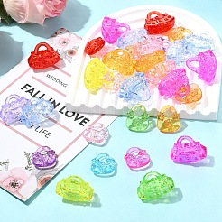 60個2スタイル透明アクリルパーツ  バッグ  ミックスカラー  19.5~23x17~26x4.5~11mm  穴：6~8mm  約30個/スタイル&nbsp;TACR-YW0003-38