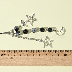 ガラス＆合金製携帯ストラップ  ブラック  13cm&nbsp;HJEW-FZ00032