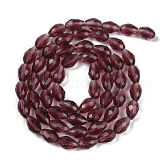透明ガラスビーズ連売り  多面カット  ティアドロップ  インディアンレッド  15x10mm  穴：1.6mm  約46~48個/連  27.95インチ（71cm）&nbsp;EGLA-N013-T10mm-D03