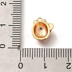 真鍮製チャーム  カドミウムフリー＆ニッケルフリー＆鉛フリー  エナメル  18KGP本金メッキ  福猫チャーム  レッド  10x9x4mm  穴：1.2mm&nbsp;KK-C085-04G