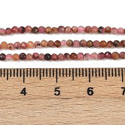 天然石ロードナイトビーズ連売り  ラウンド  多面カット  2mm  穴：0.5mm  約189個/連  15.35''（39センチメートル）&nbsp;LS-G-RM2025-B35-2mm-B
